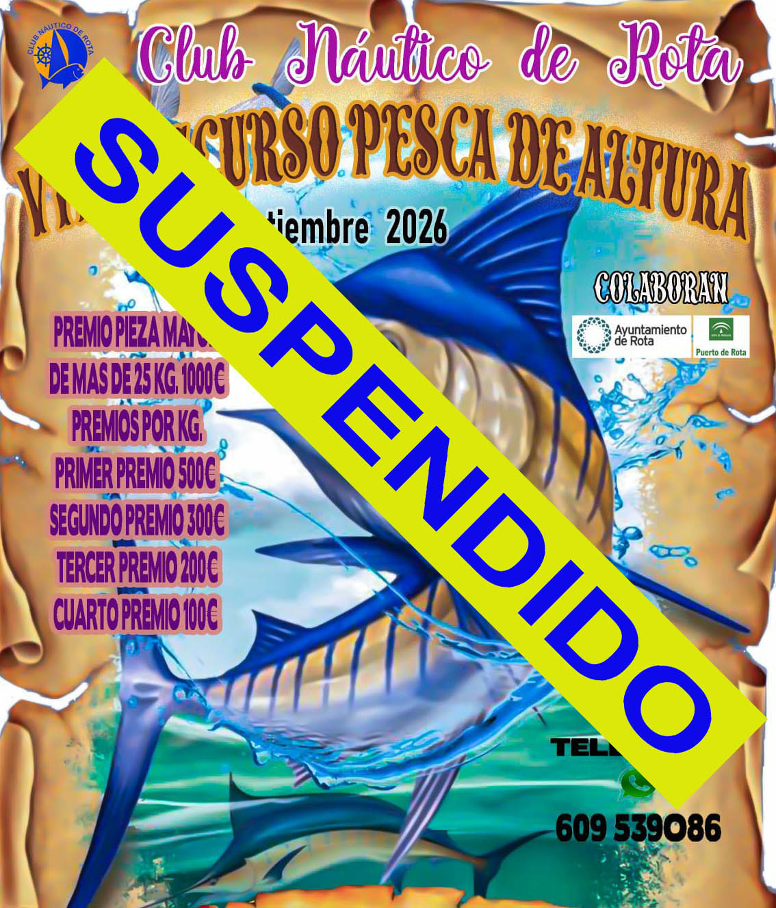 Suspendido el VII Concurso de Pesca de Altura del Club Náutico de Rota